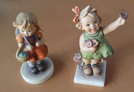 2 süsse Goebel Figuren, Mädchen mit Blumen & Schulmädchen