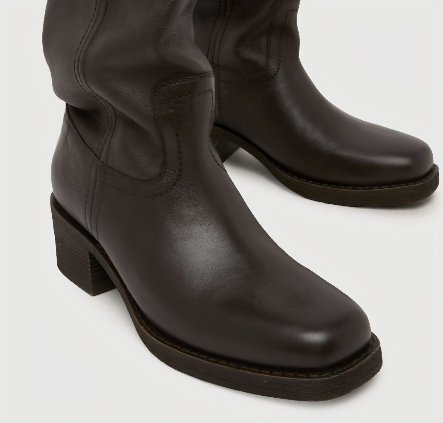 Scarpe da donna: Braune Lederstiefel mit Blockabsatz – Nuovo e nell'imballaggio originale da Wilen b. Wollerau venduto da kat_35 8