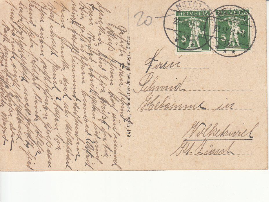 Cartoline postali: Netstal 1921 – Usato da Bürglen TG venduto da StampGraf 1