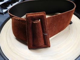 Breiter Taillen Leder Gurt Gürtel Gr. XS rehbraun
