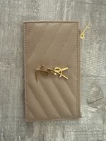 YSL Saint Laurent Kartenetui mit Münzfach – Beige/Greige – S