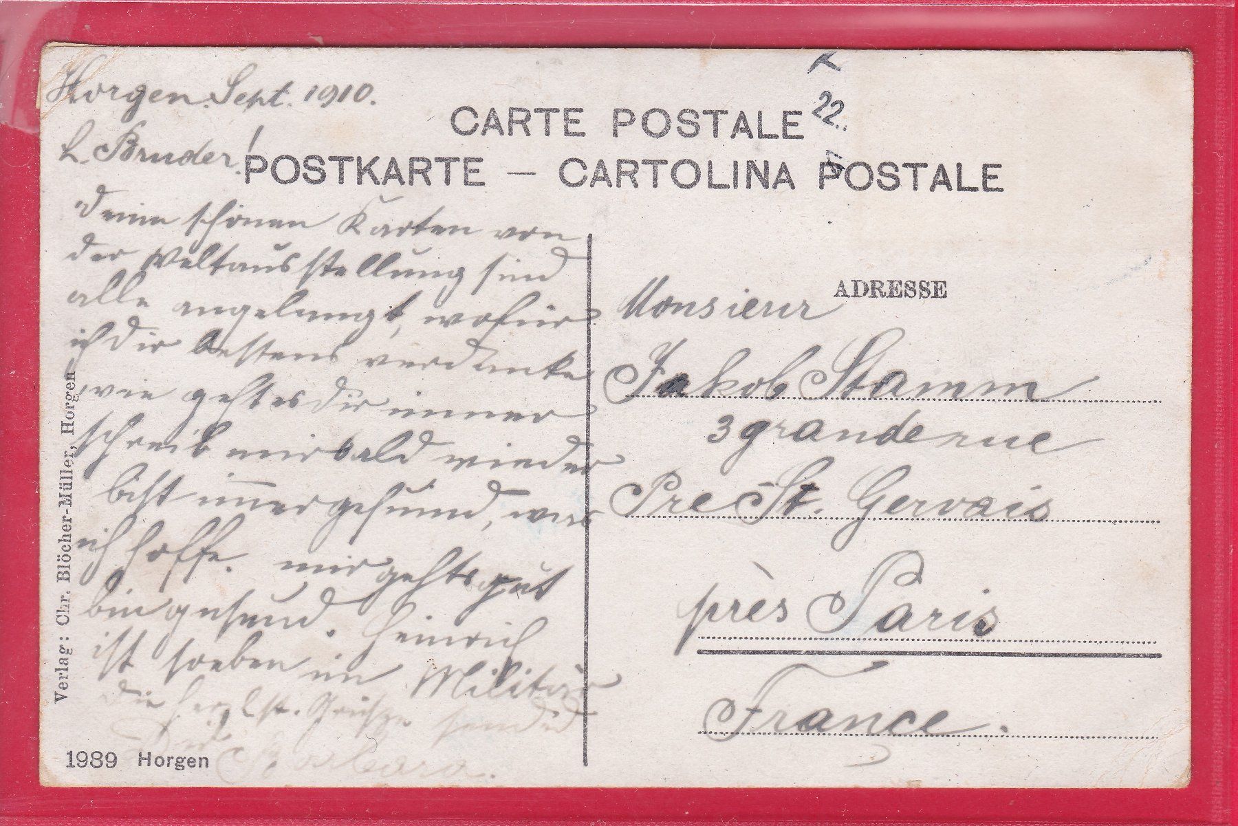 Cartoline postali: HORGEN – Usato da Oberrieden venduto da Gebirgsstelze 1