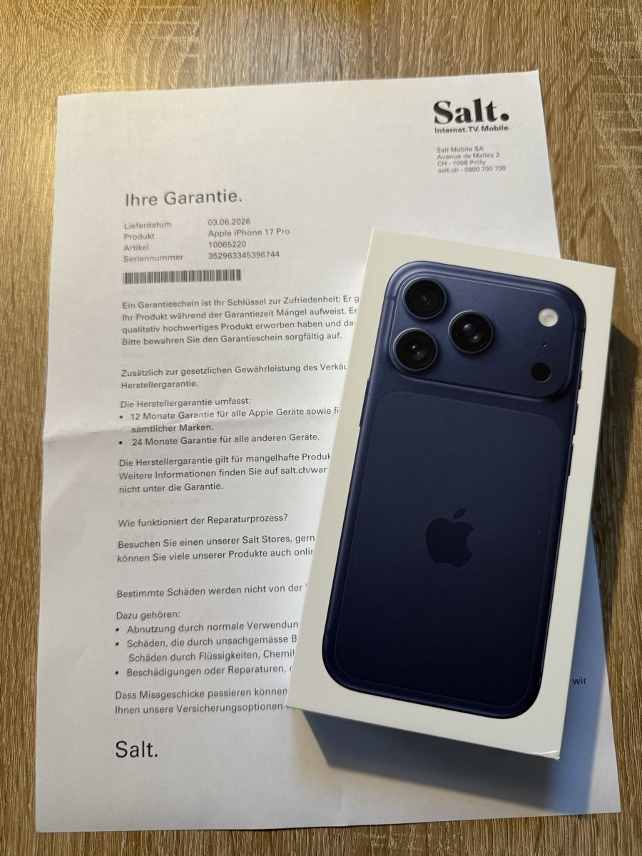 Apple Telefoni cellulari / Smartphones: iPhone 17Pro, Deep Blue, 512GB ungeöffnet – Nuovo e nell'imballaggio originale da Lupfig venduto da Thomas.M_89 2
