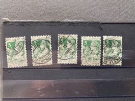5 Briefmarken Pro Juventute 1913 Helvetia gebraucht