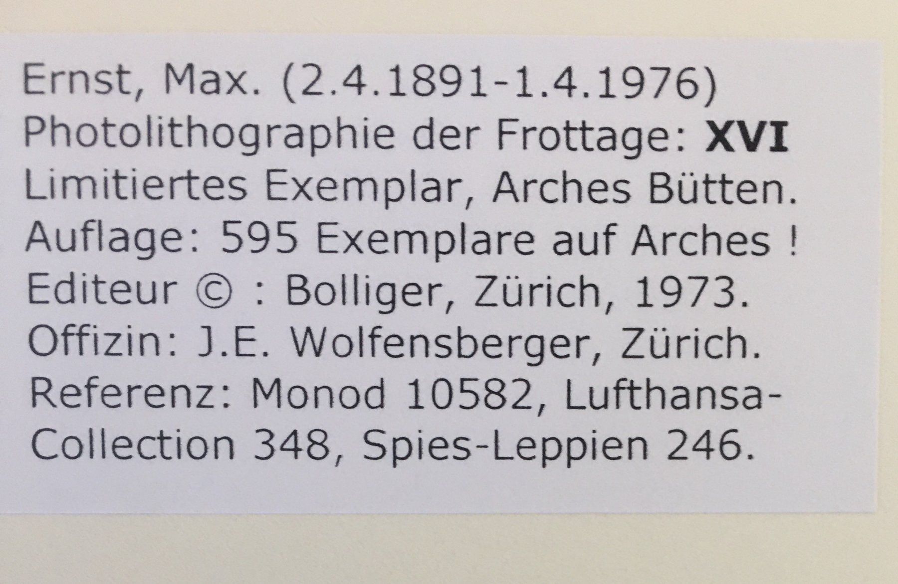 Grafica & Litografie: Max Ernst "Deserts plisses XVI" – Usato da Nennigkofen venduto da Sommersonnen 3