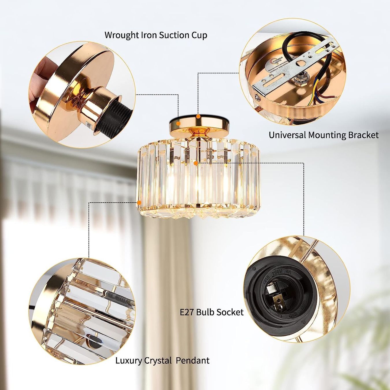 Lampadari & plafoniere: Moderne Kristall Deckenleuchte, Kronleuchter Ø22cm, E27 – Nuovo e nell'imballaggio originale da Zürich venduto da MueDes 5