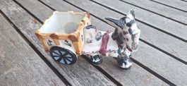 Keramik Esel mit Wagen Dekoration