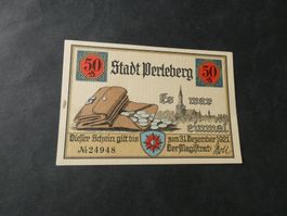 Dt. Reich, Perleberg - Notgeldschein ungefaltet