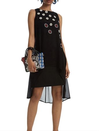 Desigual Kleid „Vest Barrie“ Gr. 42 – Schwarz mit Stickerei