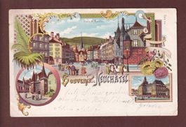 Souvenir de NEUCHÂTEL - 1901 Litho // pli d'angle //