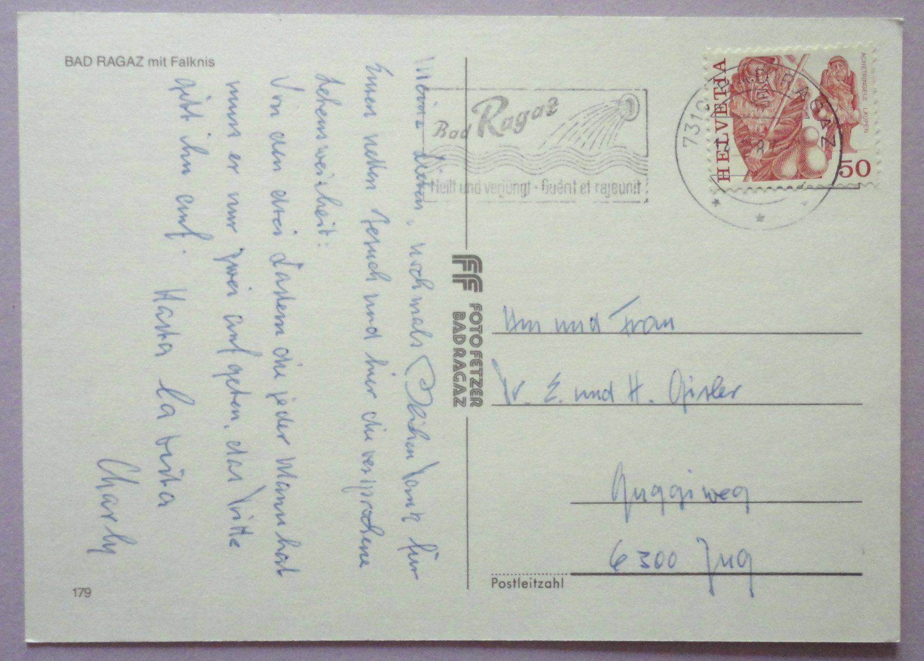 Cartoline postali: Bad Ragaz mit Falknis – Usato da Fétigny venduto da Billy2miny 1