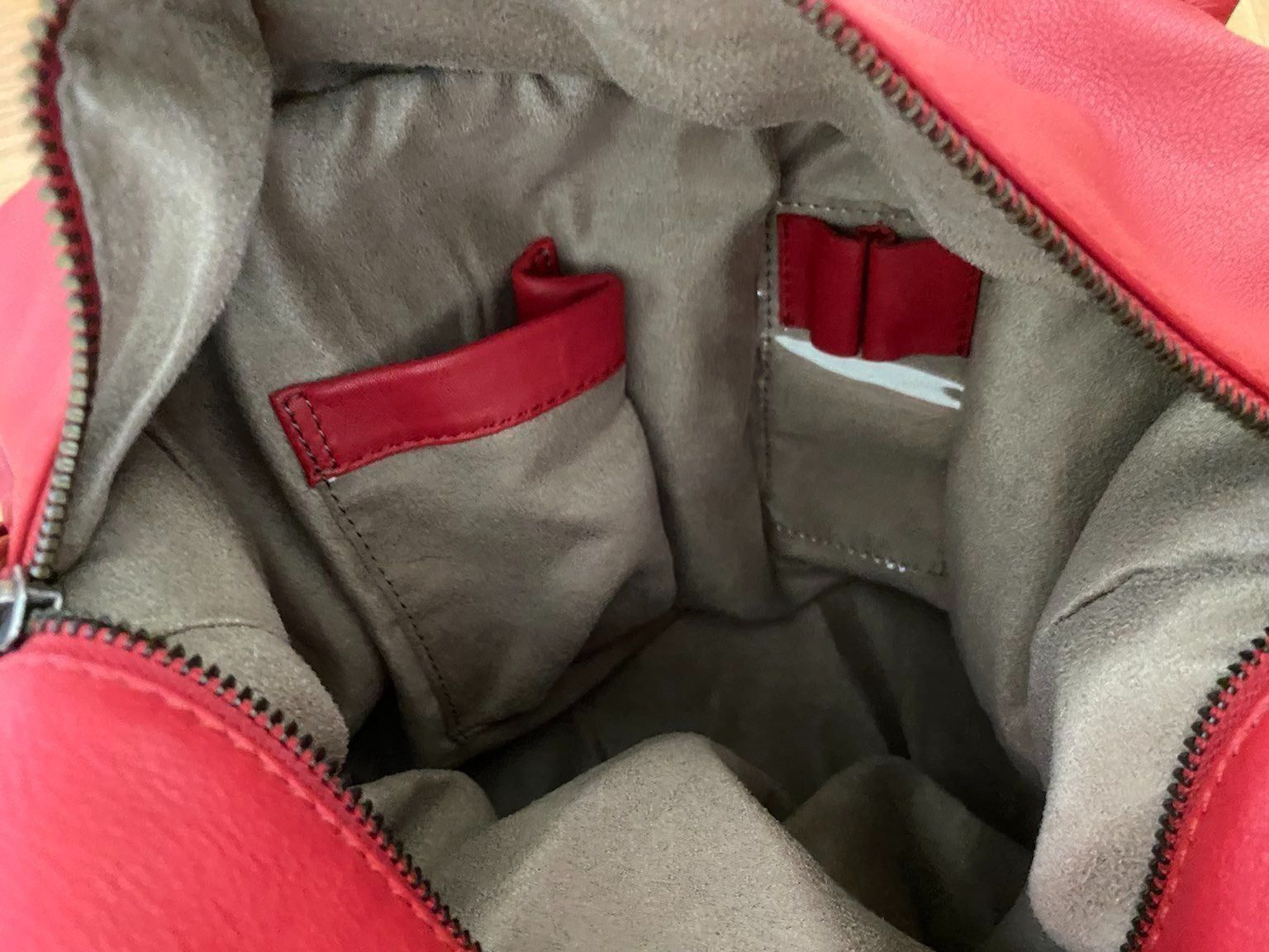 Borse da donna: Rote Braun Büffel Leder Handtasche – Usato da Hünenberg venduto da a.u.849 5