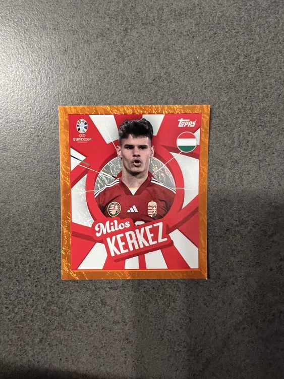 Autocollant Topps EURO 2024 Milos Kerkez (Hongrie) - Parallèle Violet PTW