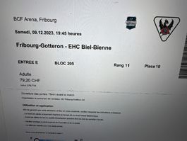Ticket Fribourg Gotteron vs EHC Biel am 09.12.23