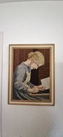Albert Anker Bild Stickerei Frau mit Noten gerahmt