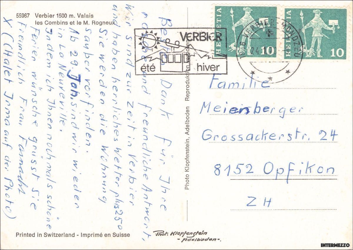 Cartoline postali: Verbier // Dorf Les Combins Mont Rogneux – Usato da Basel venduto da intermezzo12 1