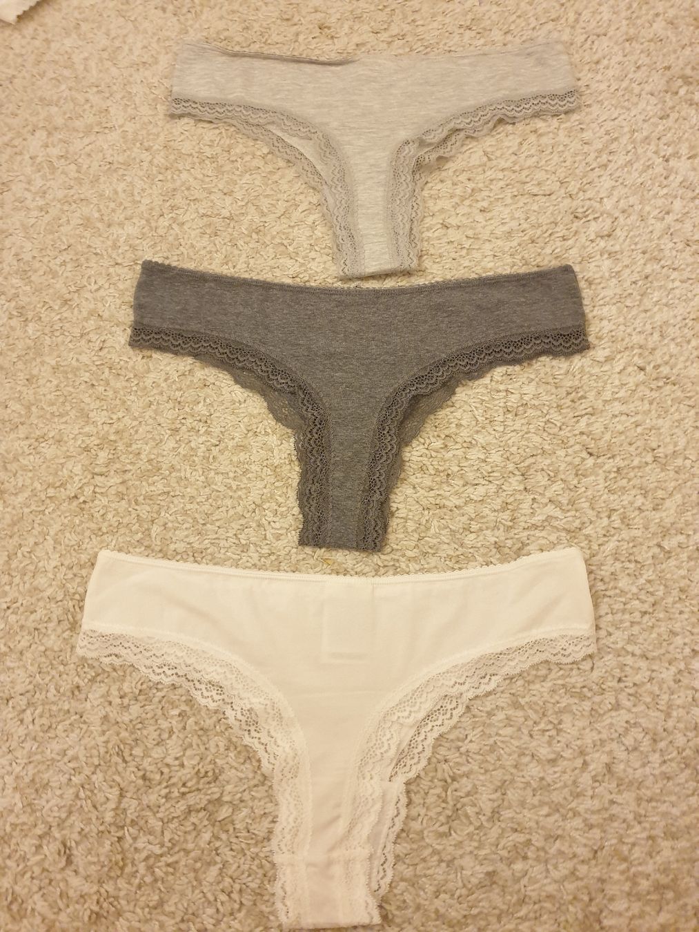 Sonstige Unterwäsche: Strings neufs, L, 3pièces, coton 96%, blanc, gris – Neu und originalverpackt aus Neuchâtel von Verenas12 1