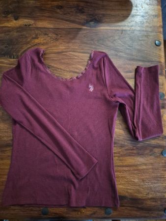 Polo ASSN bordeaux manches longues - Taille M - Neuf