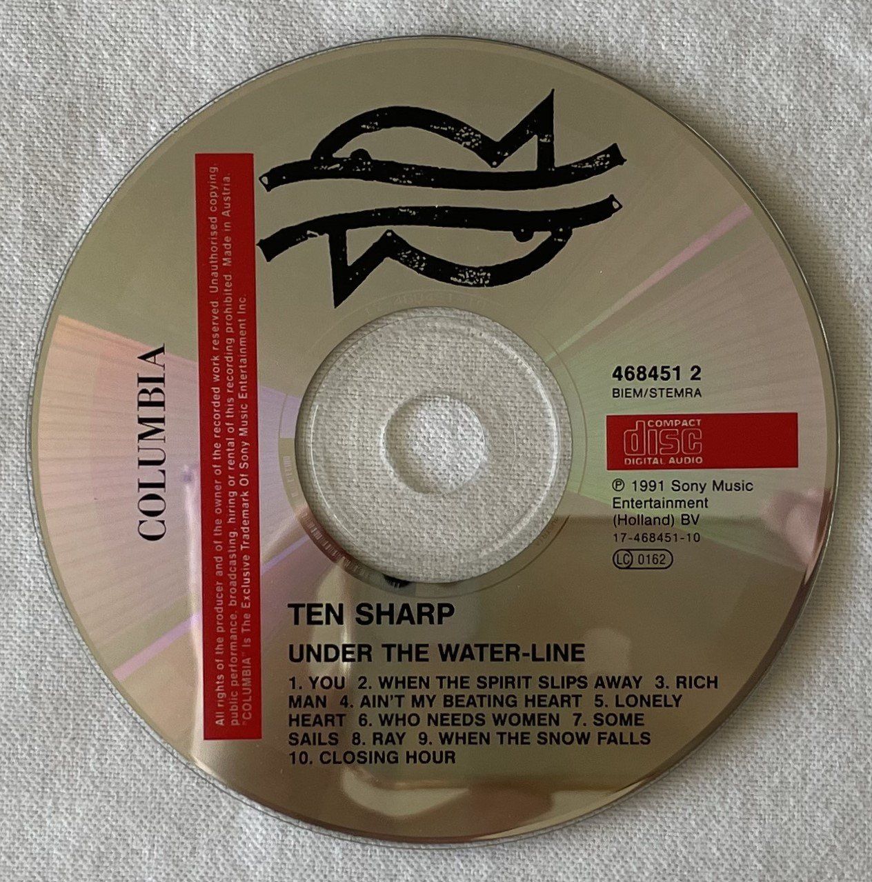 CD: Ten Sharp – Under The Water-Line - CD - 1991 - First Press – Usato da Uster venduto da Zardodel 1
