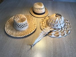 3 Naturfasern-Sommerhüte handgeflochten