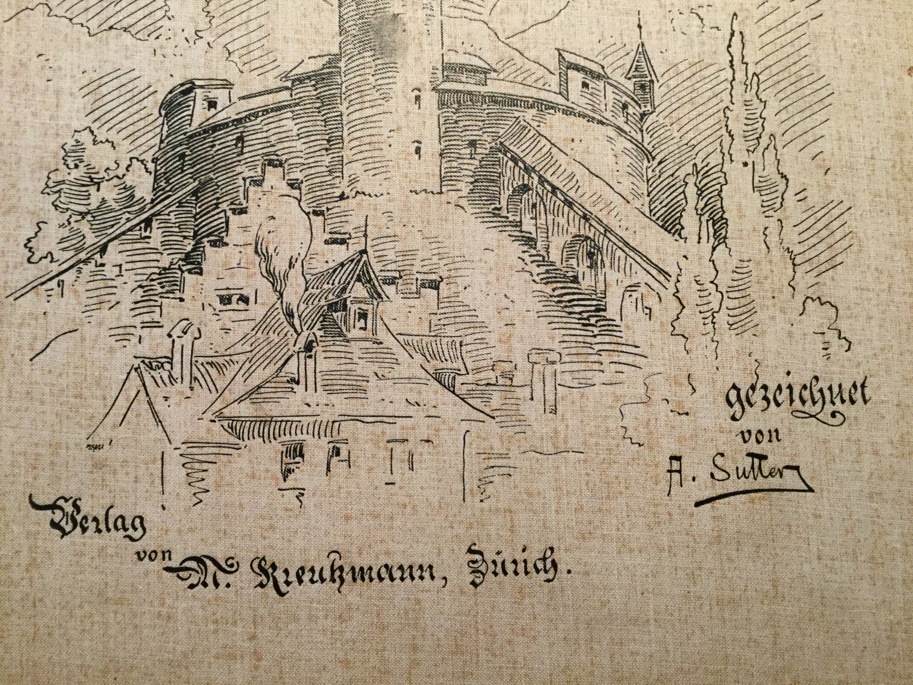 Dipinti: Schweizer Landschaft und Architektur-Bilder A. Sutter 1897 – Usato da Horgen venduto da Goros 2