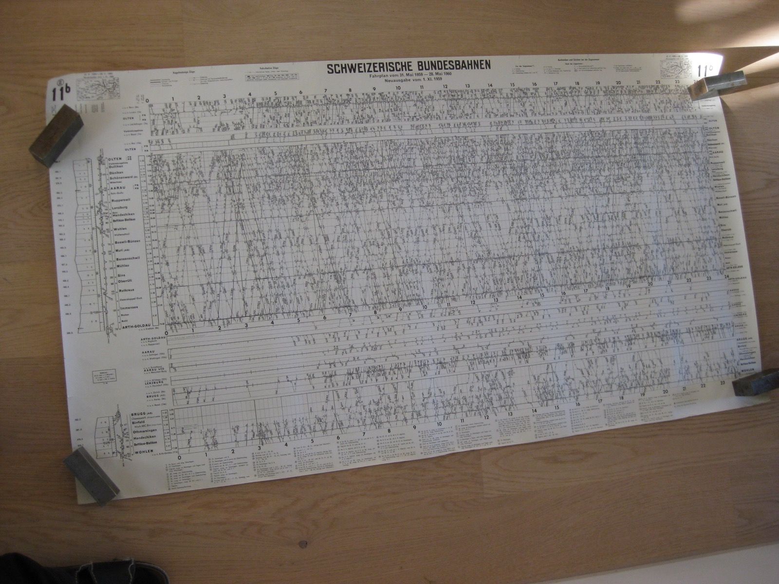 Bücher: Grafischer Fahrplan SBB 11b, 1959/60 – Gebraucht aus Malters von Marosko