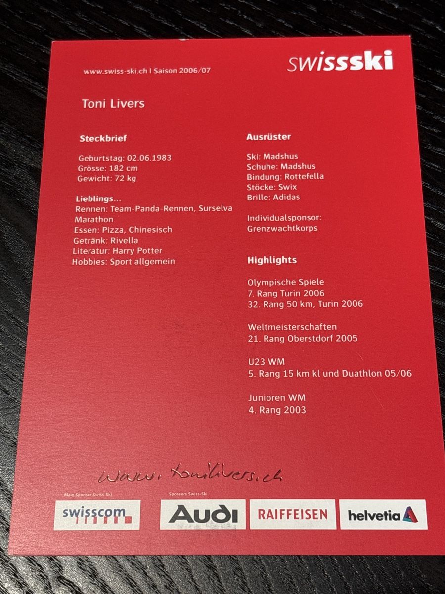Autografi: Signierte Autogrammkarte Toni Livers – Usato da Uetendorf venduto da hoisle 1