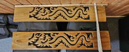 Holzverzierungen Drachen Muster 2 Stk. ca. 40cm