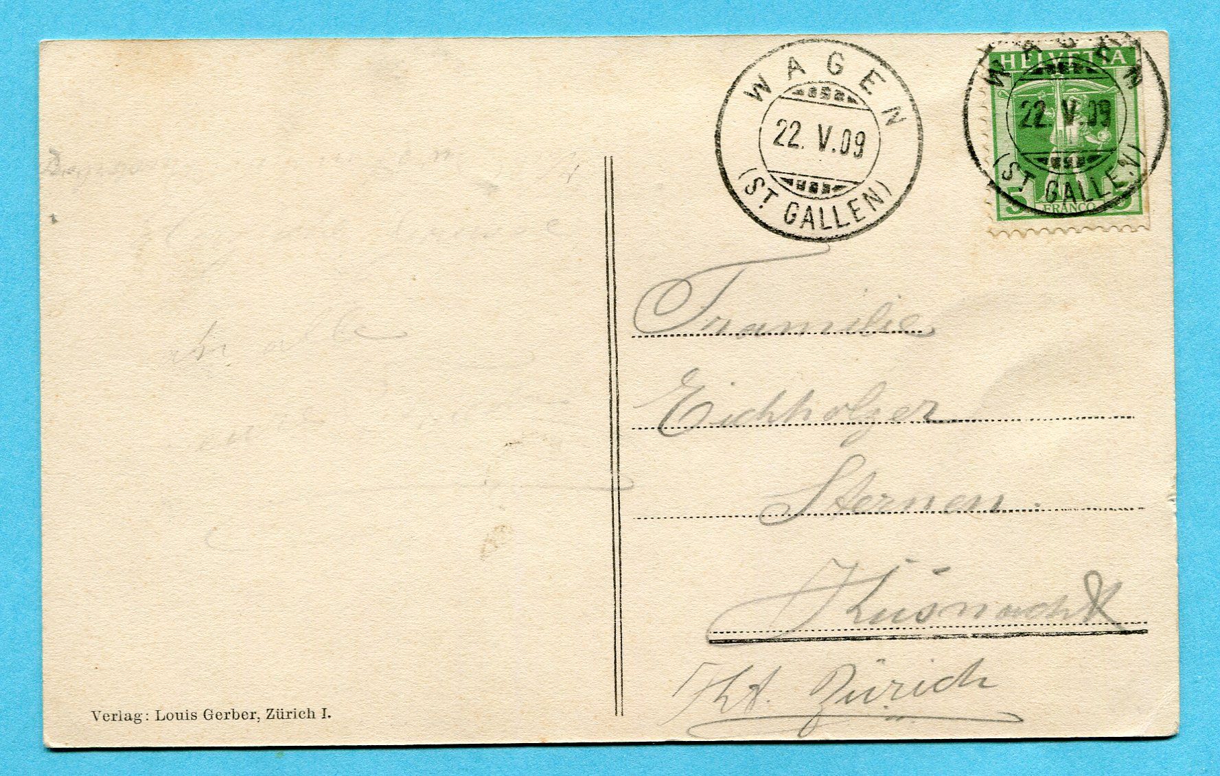 Cartoline postali: Gruss aus Schmerikon 1909 – Usato da Opfikon venduto da Prophila 1