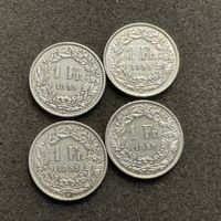 4 x 1 Franken Silber 1955 selten