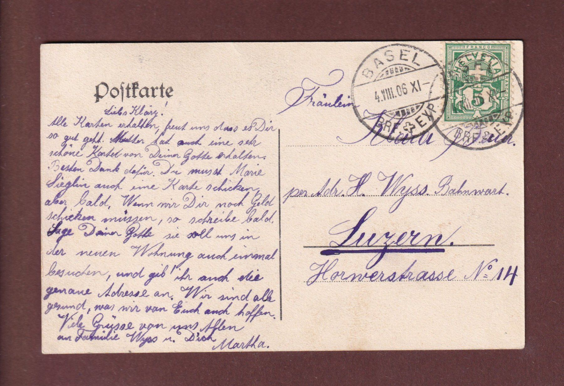 Ansichtskarten: BASEL - Käppelijoch - 1906 – Gebraucht aus Pully von nicecards-shop 1