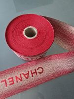 Chanel Stoffband rot Glitzer 1 Meter