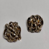 Vintage Clips Ohrringe Knoten Metall Silberfarben 50s 60 #Z1