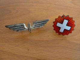 SBB Flügelrad Schweizerkreuz Abzeichen 1980er für Kondukteur