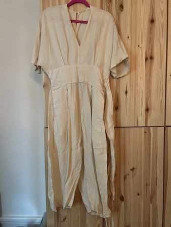 Jumpsuit Black Crane beige linen blend size M used