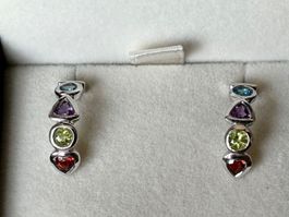 Ohrringe Multiedelsteine, Citrin, Granat, Peridot, S925, NEU