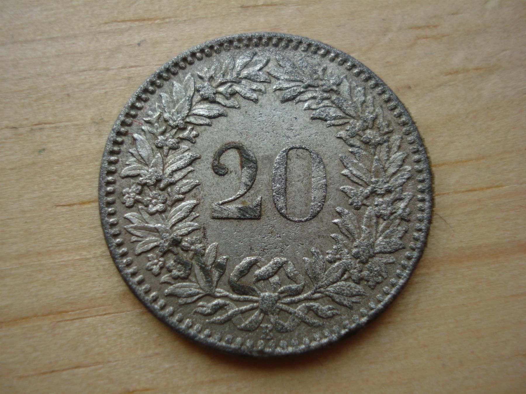Tutti le monete: (A11)  20 Rappen 1859  UNZ- – Usato da Erlach venduto da Net-Coins 1