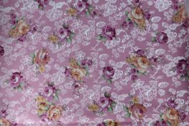 Restenstoff - feine BW - Pinkrosen 57 x 145 cm