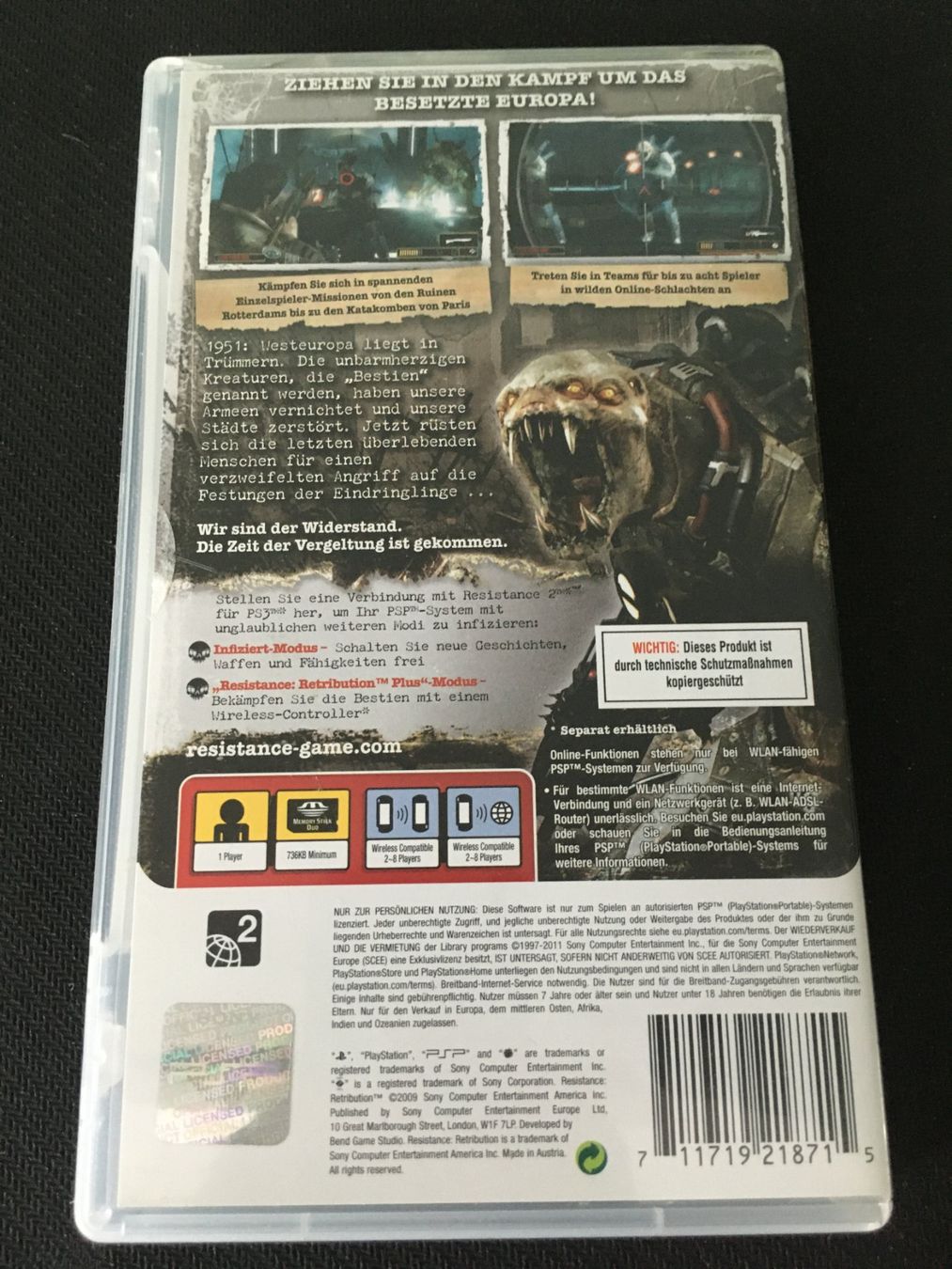 Sony Spiele: Resistance Retribution für PSP – Gebraucht aus St.Gallen von sjosjo 1