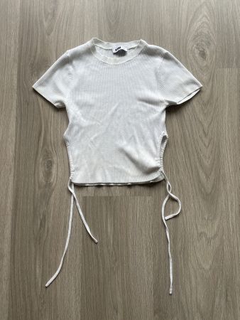 Ripp-Shirt Weiss Gr. XS Sommer Oberteil mit Schnürung!Gut!