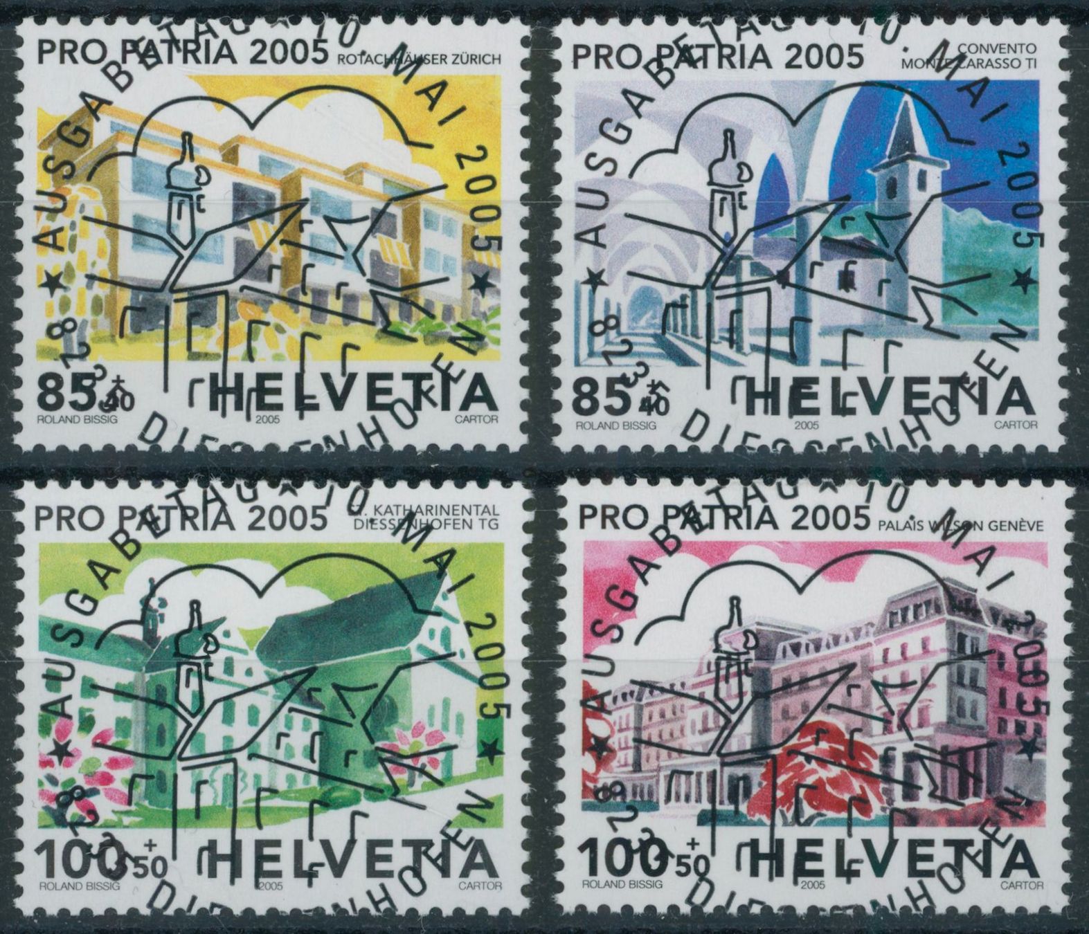 Tutti i francobolli: 2005 - Pro Patria - Ersttag Voll Stempel ET – Usato da Schindellegi venduto da leecollect