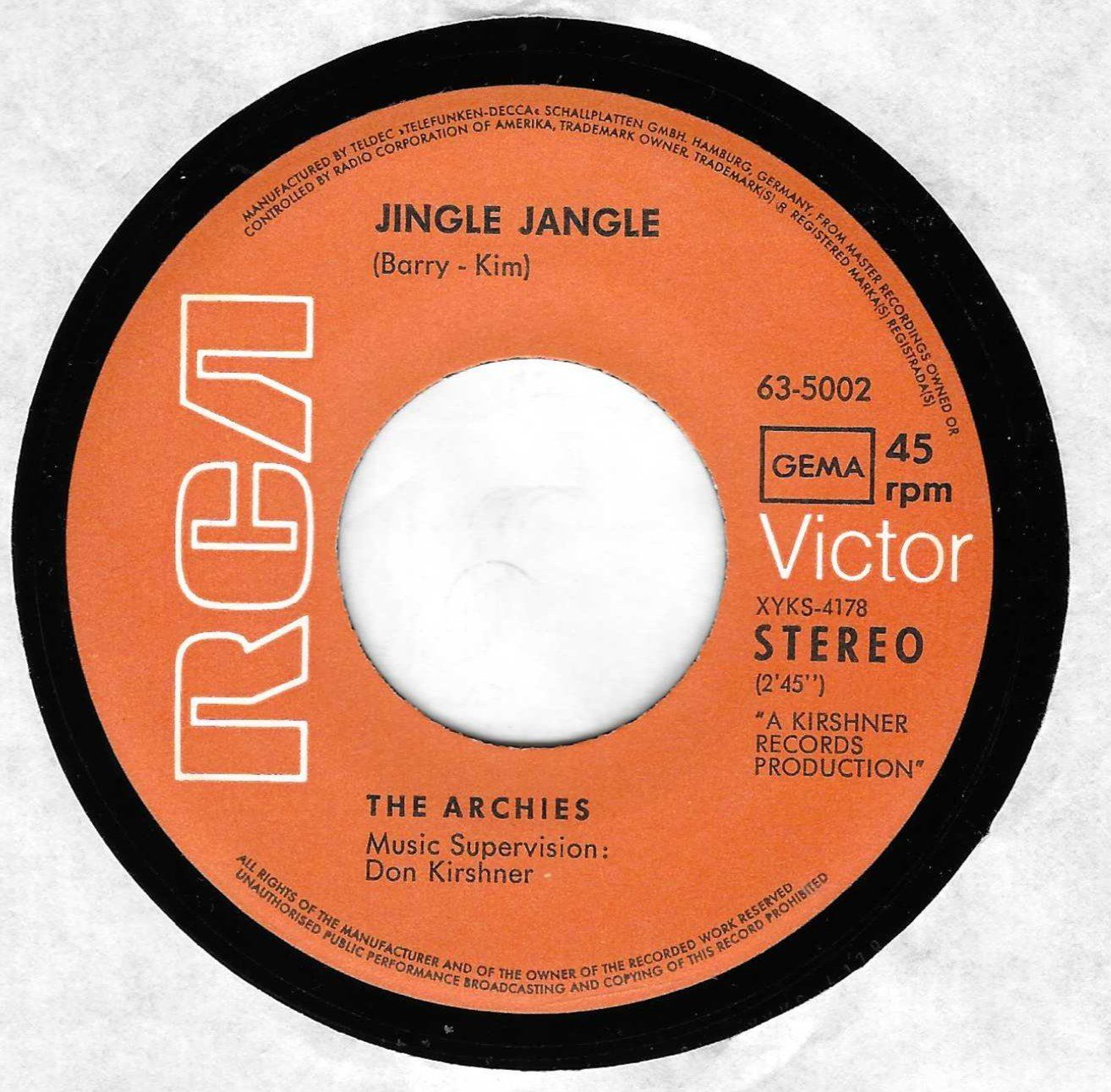 Dischi in vinile: THE ARCHIES  -  JINGLE JANGLE  +  JUSTINE – Usato da Bex venduto da Giorgiob 1