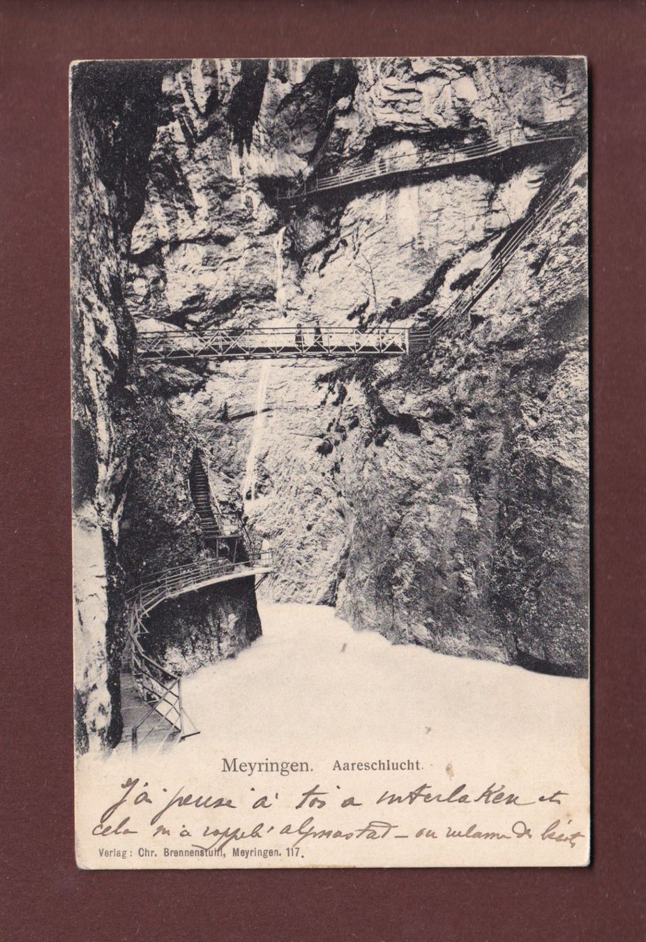 Cartoline postali: Meiringen - AARESCHLUCHT - 1906 – Usato da Pully venduto da nicecards