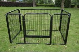 Parc/enclos métallique noir pour chien – 122 × 80 × 70 cm