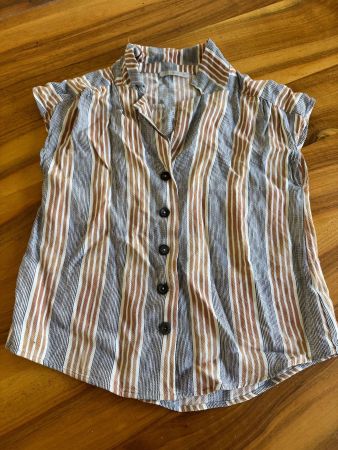 NILE kurze Damen Bluse Streifen XS Viskose