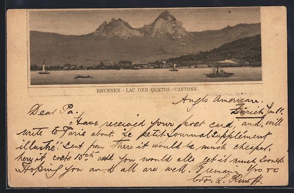 Cartoline postali: Vorläufer-Lithographie Brunnen /Lac des – Usato da Berlin venduto da bartko-reher