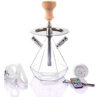 Chicha à double tuyau en acrylique avec éclairage LED