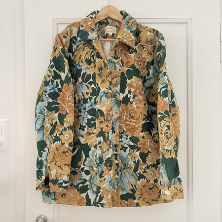Sezane Floral Gobelin Jacke, Größe XL, Herbst-Stil