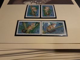 Tanzanie: Lot de timbres rares, Bushbaby, WWF, Afrique.