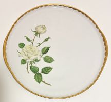 Tortenplatte Porzellan Langenthal 1972 weiss florales Dekor